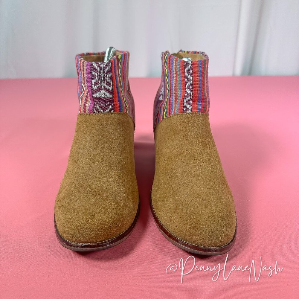 Toms Leila Suede Southwestern Ankle Boots Size 8 Textile Festival - Picture 3 of 8
